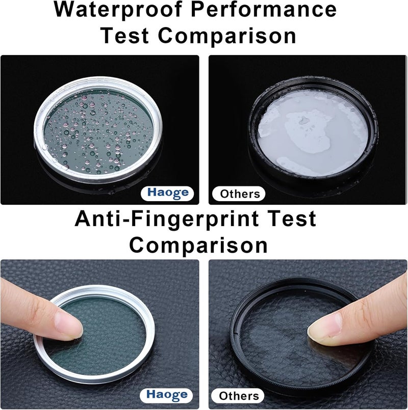 Haoge فلتر حماية عدسة UV بحجم 49 مم لكاميرات سوني FE 50 مم 40 مم 2.5G فوجي GFX100RF X100VI x100f X100V X100S X100T لايكا Q3 43 Q2 q116 زجاج عدسة كاميرا بصري فائق النحافة مع 18 طبقة متعددة من الطلاءات فضي - Image 5